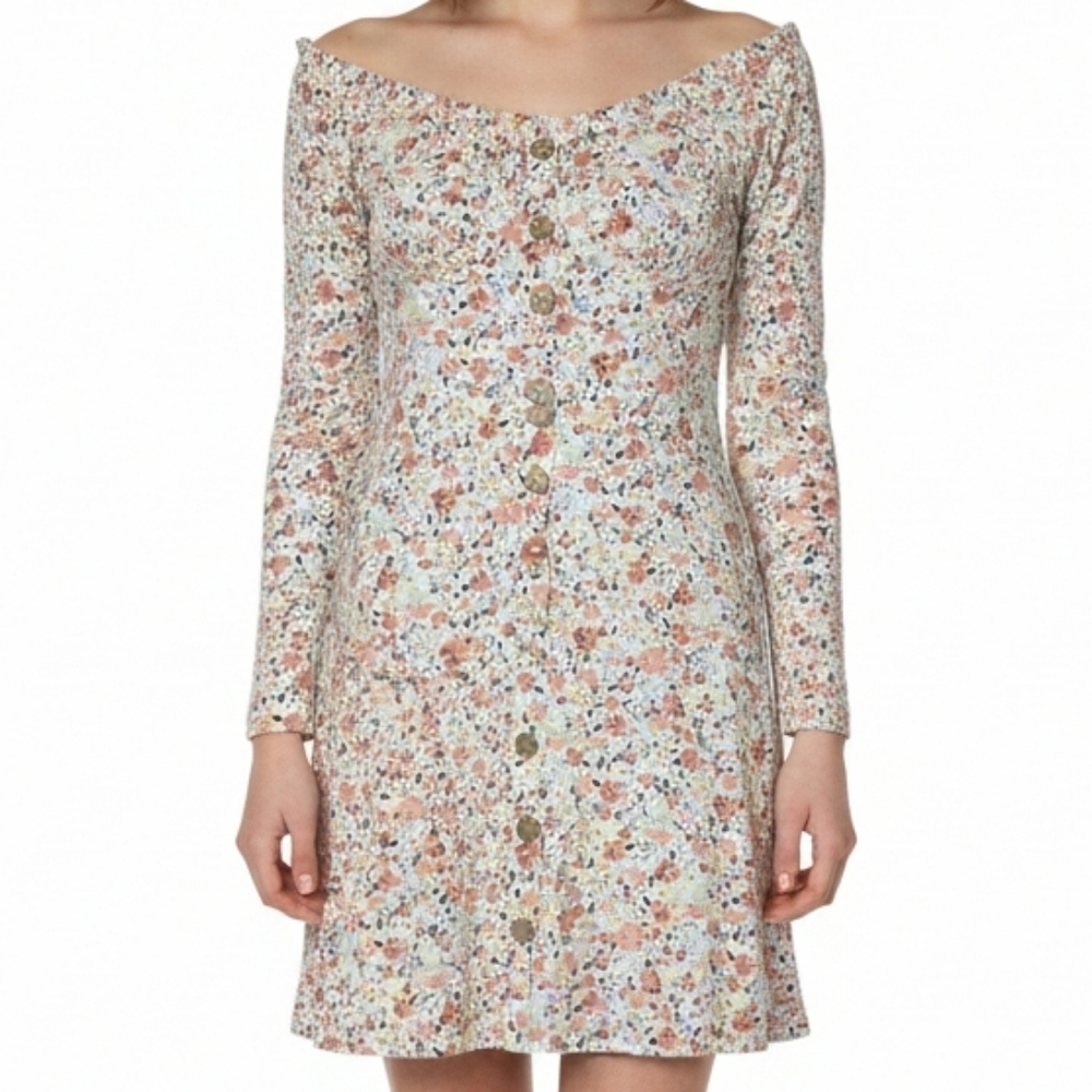 No Boundaries Multicolor Floral Long Sleeve Dress